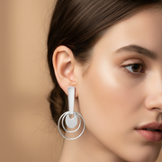 Circle Rhodium Plated 925 Sterling Silver Dangling Hook Earrings for Women